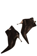 Escada black boots with silver logo hardware (35.5)