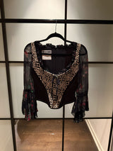 Moschino Couture Black Floral Corset With Floral Sleeves