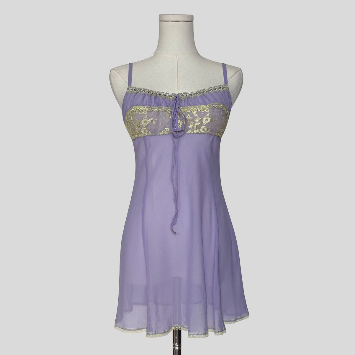 Milkmaid lace trim slip dress in purple and yellow