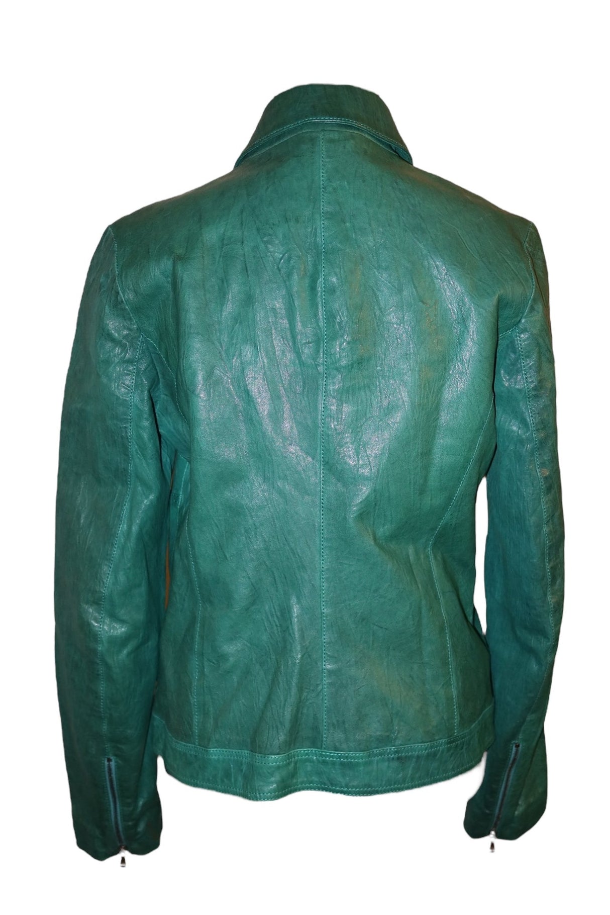 Dolce & Gabbana green leather jacket