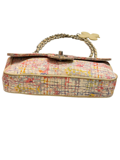 Chanel canvas watercolor clover flap bag