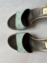 Gucci US 9.5 90s Monogram Canvas Open Toe Mules