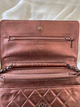 #71 Chanel Matelasse 2.25 Chain Wallet Shoulder Bag Leather Pink