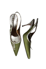 Dolce & Gabbana green linen heels with snakeskin accents (37)
