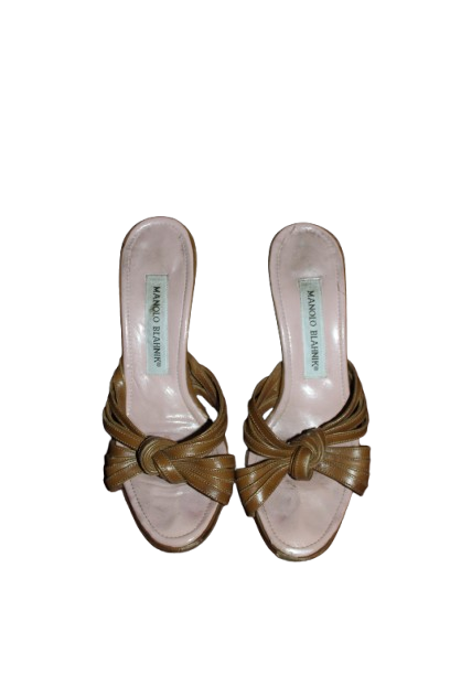 Brown Knotted Manolo Blahnik Mules