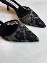 Manolo Blahnik EU 36 Black Lace Pointed Toe Mule