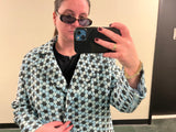 Italian Iridescent Black and Blue Oversized Jacket