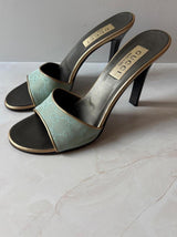 Gucci US 9.5 90s Monogram Canvas Open Toe Mules
