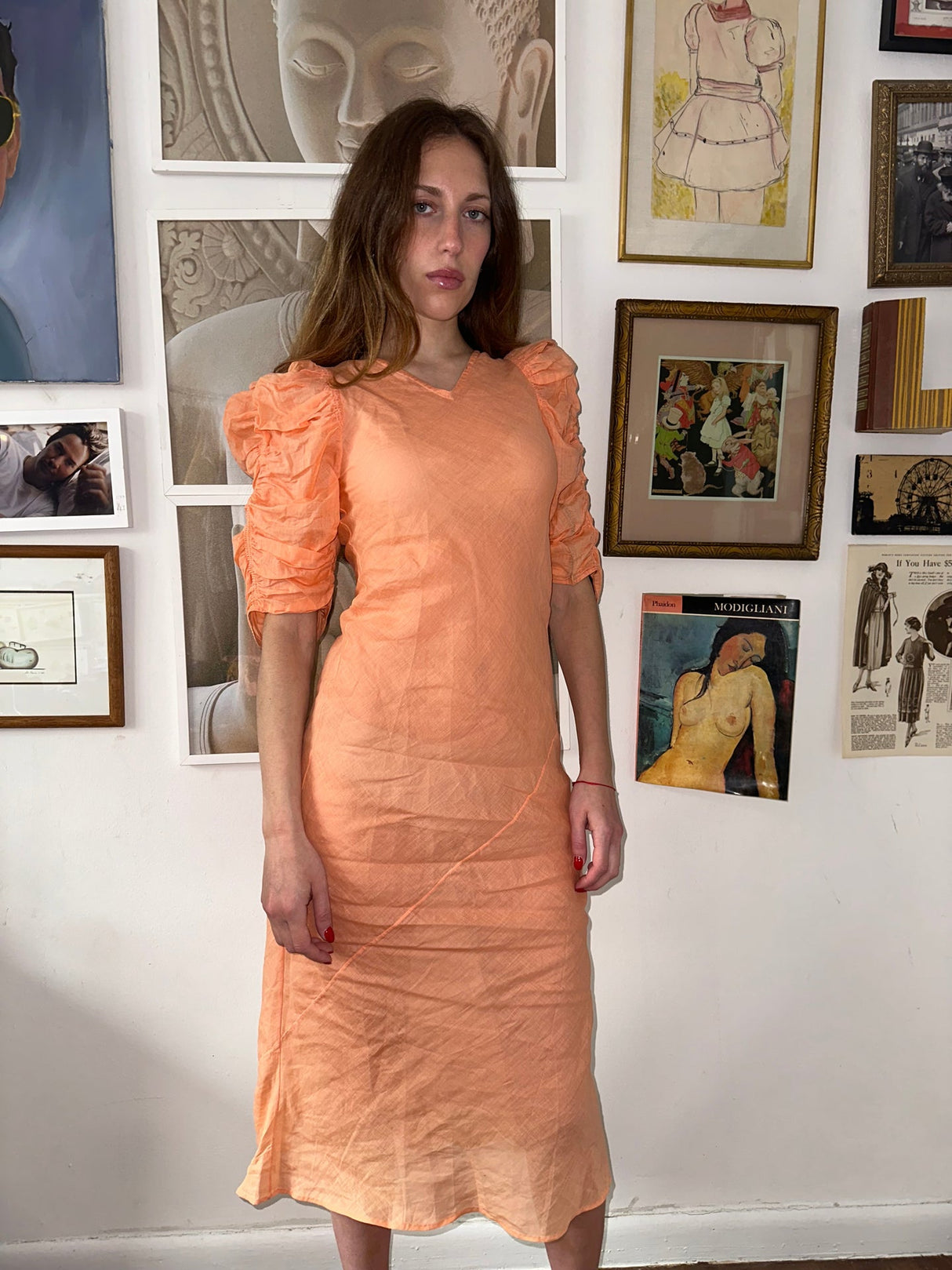 French Linen 80s Bias Cut Dress