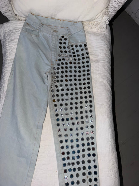 Y2K denim mirrored jean jacket set - sku tuv #32345