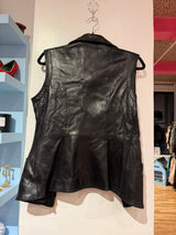 Y2K 100% leather vest gold hardware TUV #321789