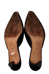 Manolo Blahnik black satin mules with flower details (39)