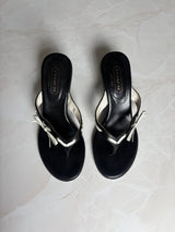 Coach US 7 Black Leather Thong Sandal