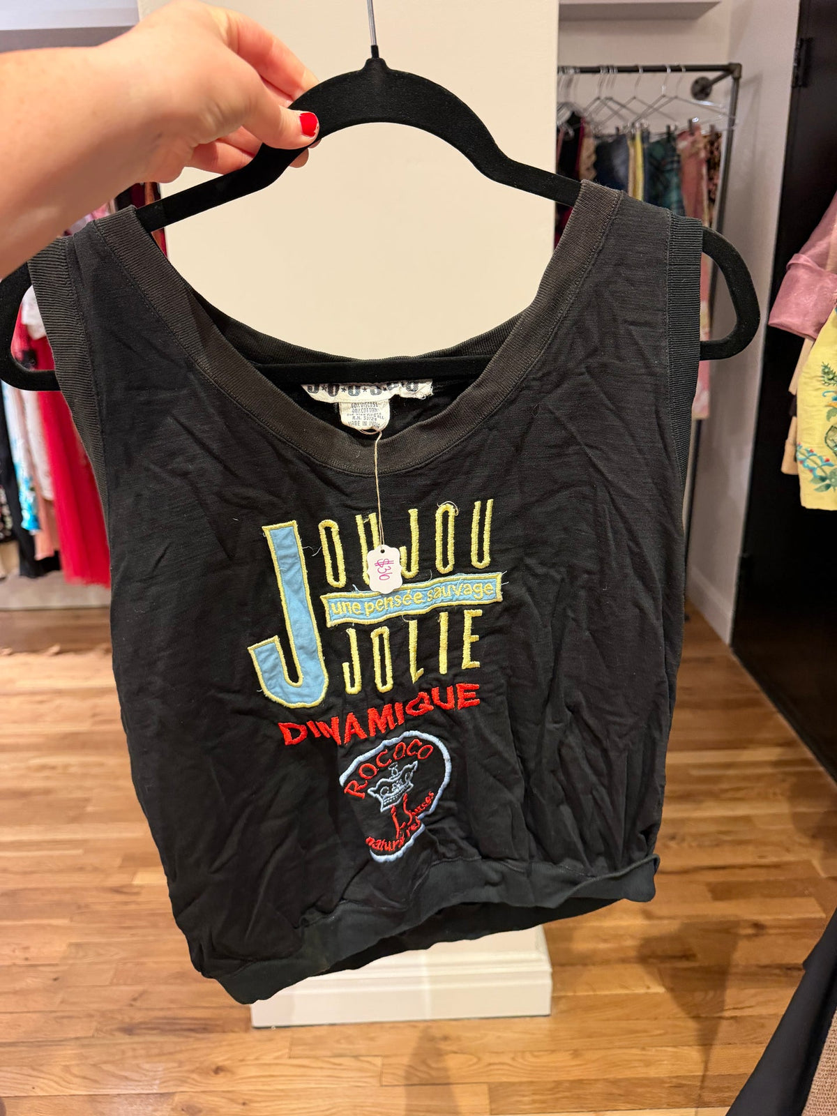 Vintage black French jou jou tank top - sku tuv #117