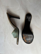 Gucci US 9.5 90s Monogram Canvas Open Toe Mules