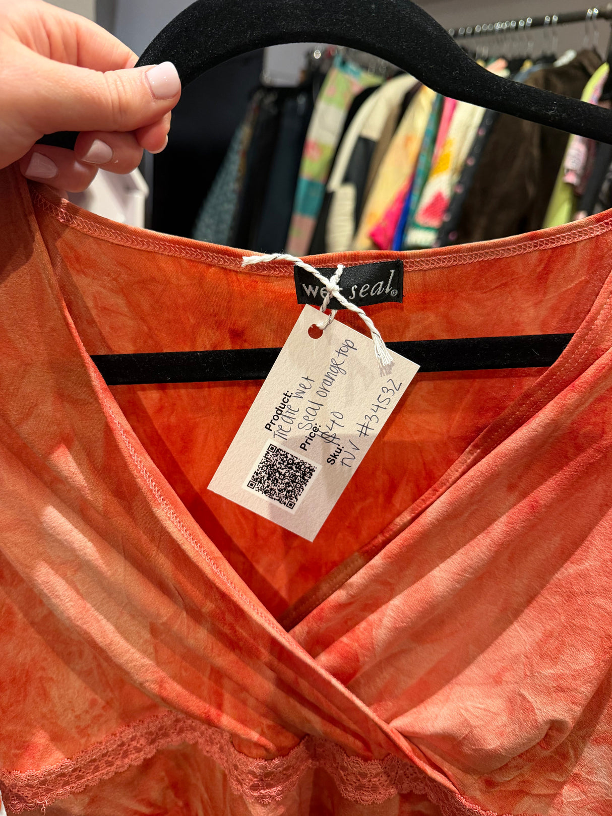 Tie die wet seal orange top tuv #34532