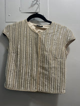 Stunning Giorgio Armani White Beaded Cropped Sleeveless Evening Jacket