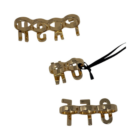 Moschino Gold Fashion Fash On Fash Off  Kunckle Rings Set of 3
