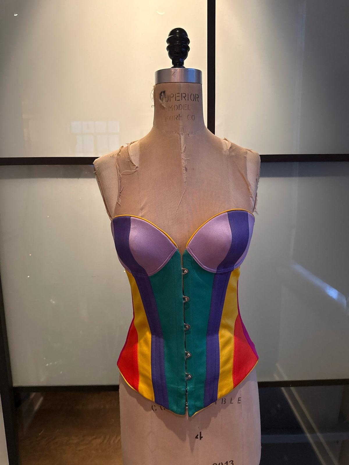 Moschino Size 6 Rainbow Striped Bustier Corset NWT