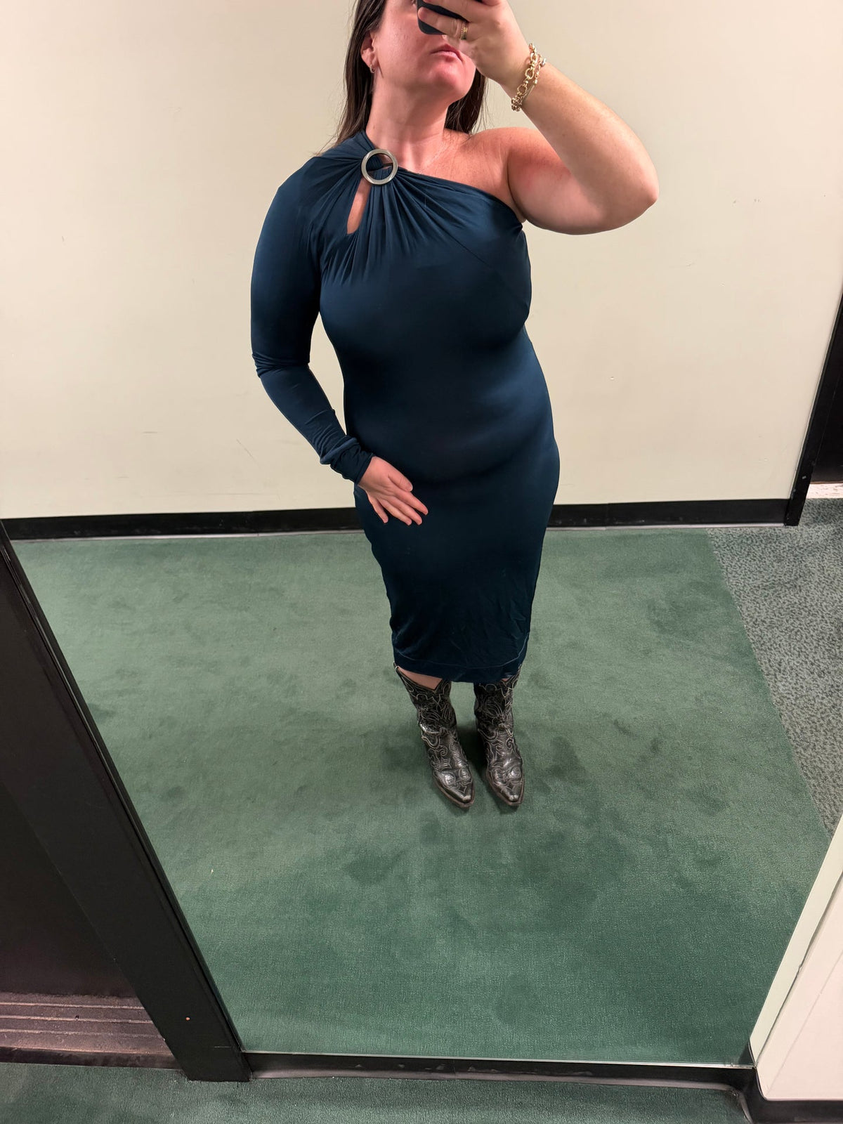 Just Cavalli Navy one shoulder dress