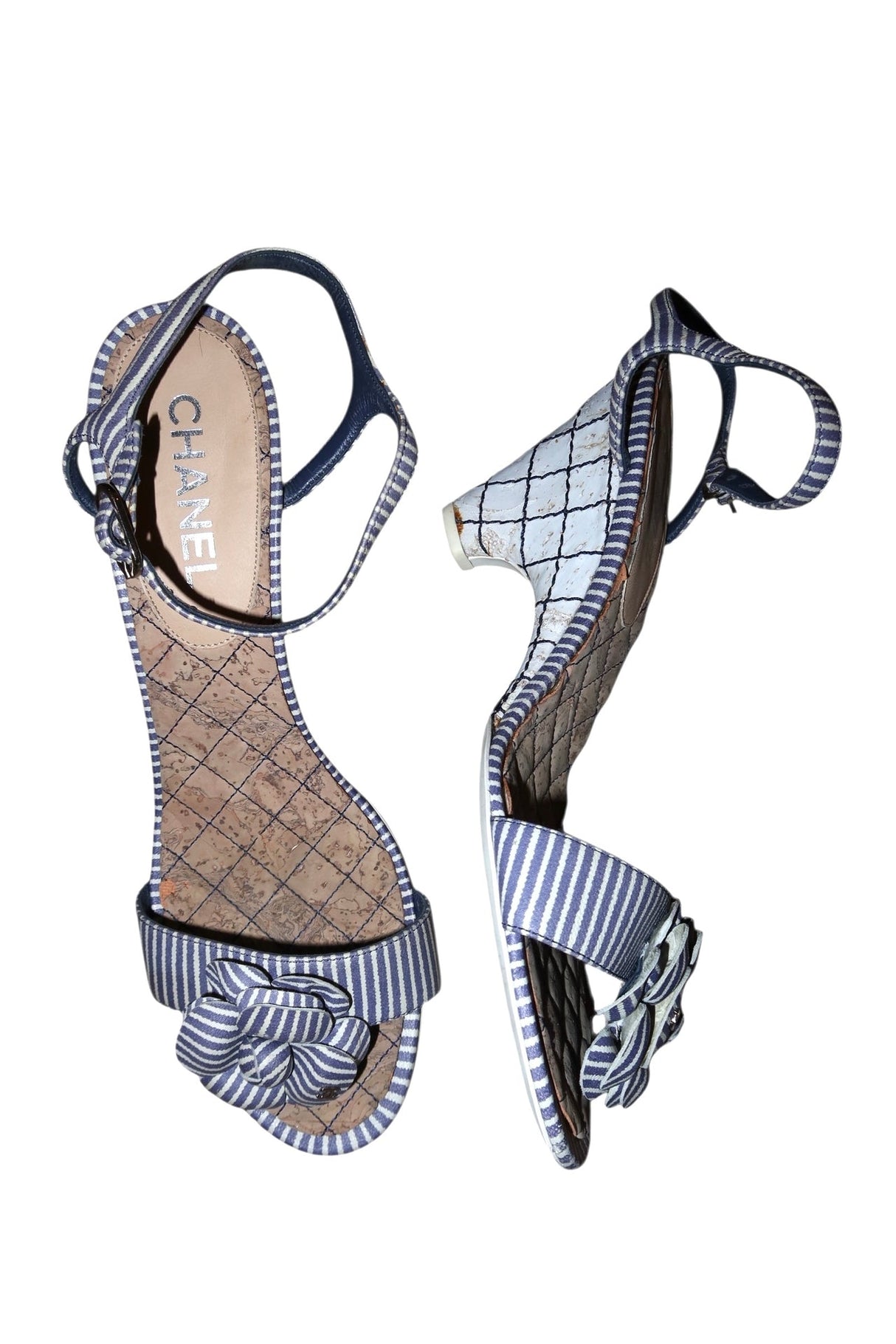 Chanel blue and white striped wedges (41.5)