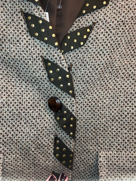 Valentino boutique Brown Tweed blazer with brown and gold details size 8