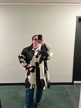Mohl New York Fur Company Calf Hair Cow Hide Print Jacket with detachable hood