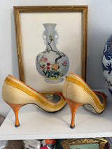 Dolce & Gabbana raffia pumps with yellow trim nd orange bow - TUV #767809