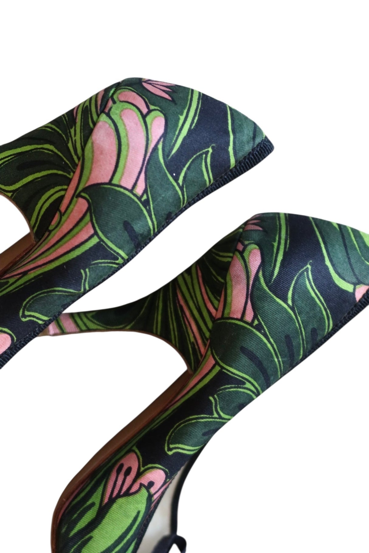 Prada green and pink floral heels (36.5)