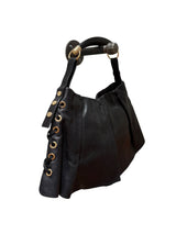Yves Saint Laurent black leather corset Shangrila Mombasa bag with horn handle