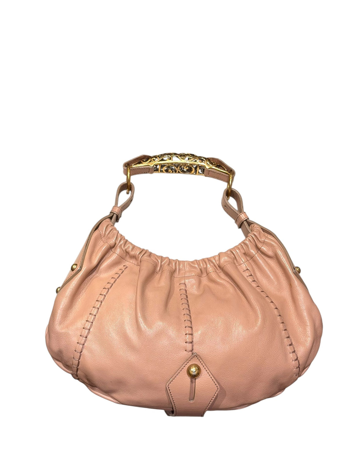 Yves Saint Laurent nude Mombasa hobo bag with ornate gold handle