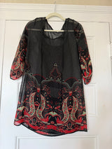 Black sheer polka dot dress with red details - sku tuv #67245