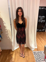 Velvet burgundy burn out mini dress