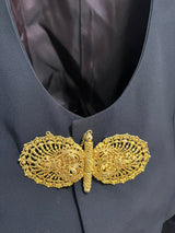 Vintage Studio 0001 Ferre Black Blazer with Gold Broach Detail size 8