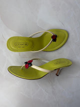 Coach US 9 Rare Ladybug Green Leather Thong Sandal