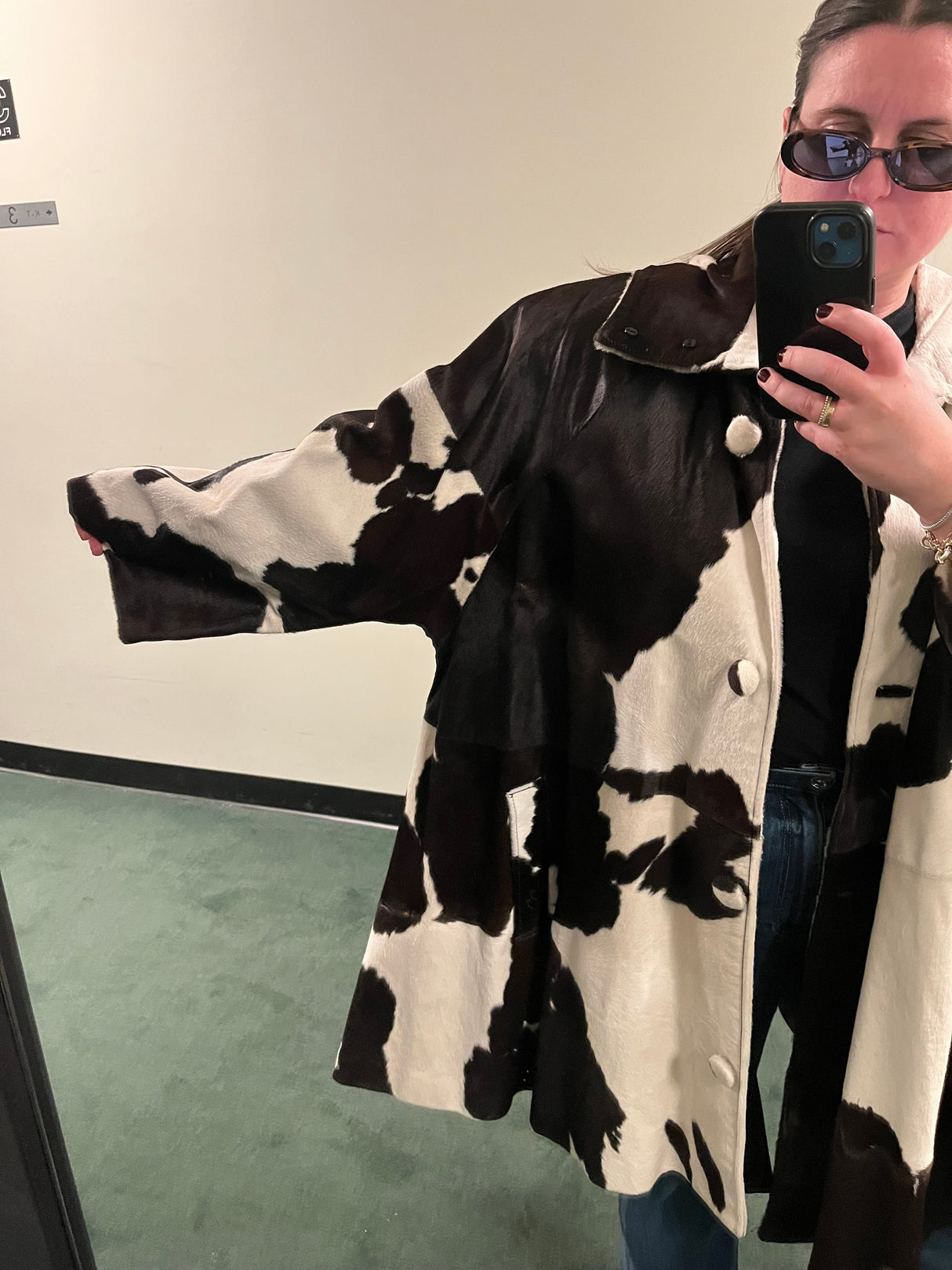 Mohl New York Fur Company Calf Hair Cow Hide Print Jacket with detachable hood