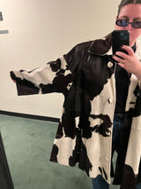 Mohl New York Fur Company Calf Hair Cow Hide Print Jacket with detachable hood