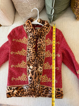 Archival Runway Fall/Winter 2004 Blumarine Coral Wool Jacket with Cheetah Print Pony Hair Accents