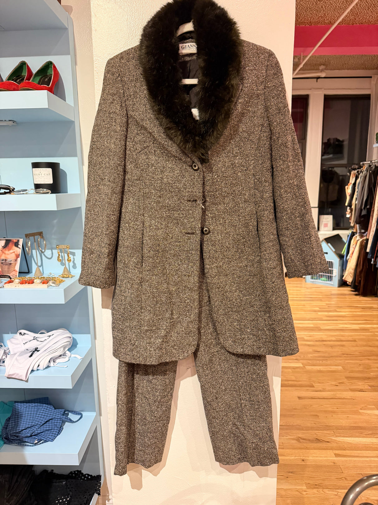 Vintage wool + silk blend tweed 2 piece set - blazer size 10 pants size 12 - TUV #1231