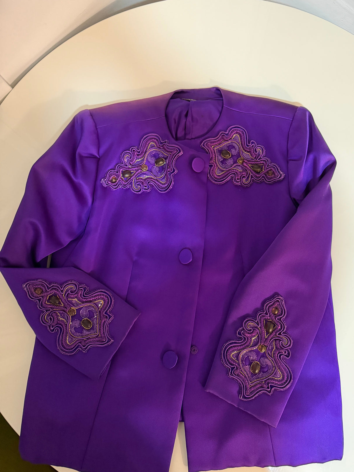 Vintage Purple Givenchy Embellished Blazer with Stunning Embroidery- size M