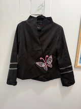 Black Y2K butterfly Asian tang jacket - TUV #12213