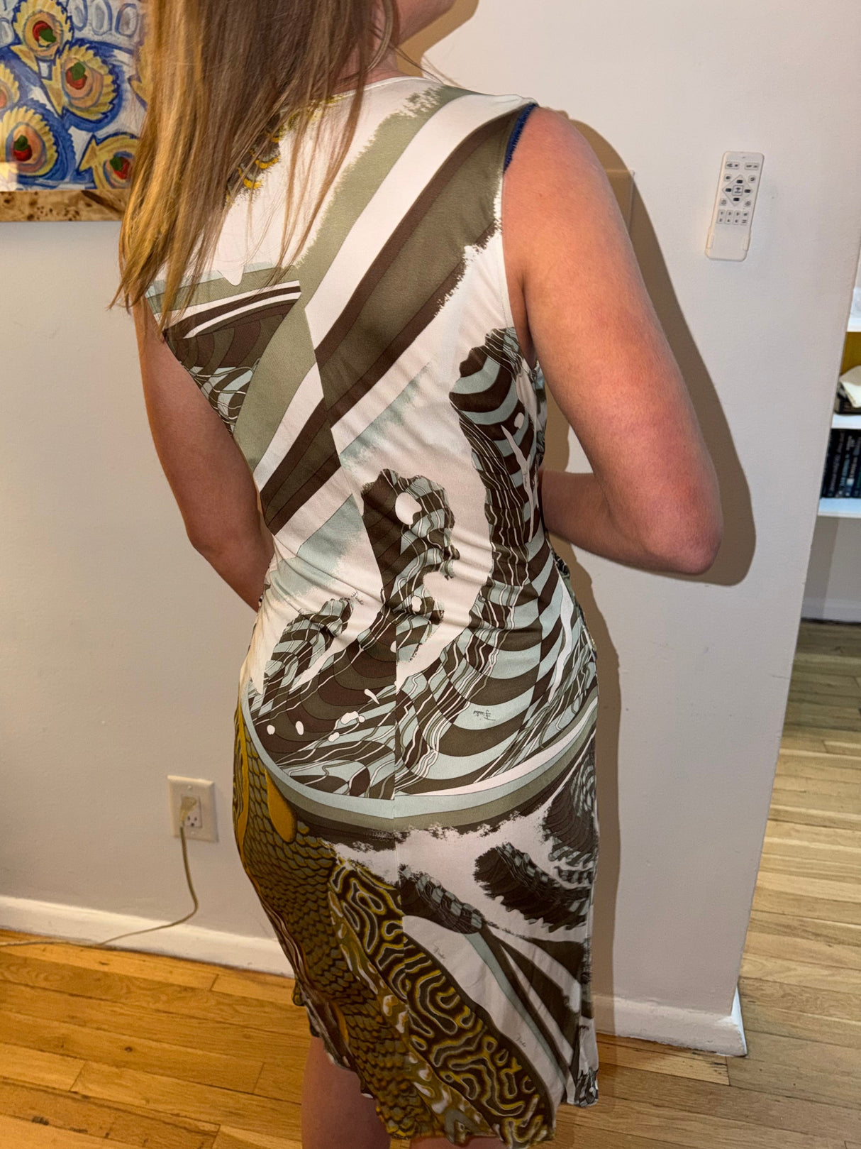Vintage Emilio Pucci Abstract Jersey Dress with Sequin Details - US size 8