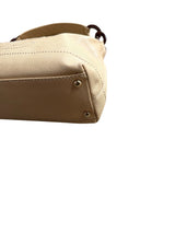 Chanel beige caviar leather bag with wood details