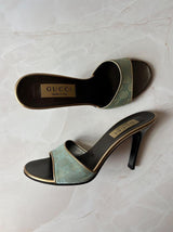 Gucci US 9.5 90s Monogram Canvas Open Toe Mules