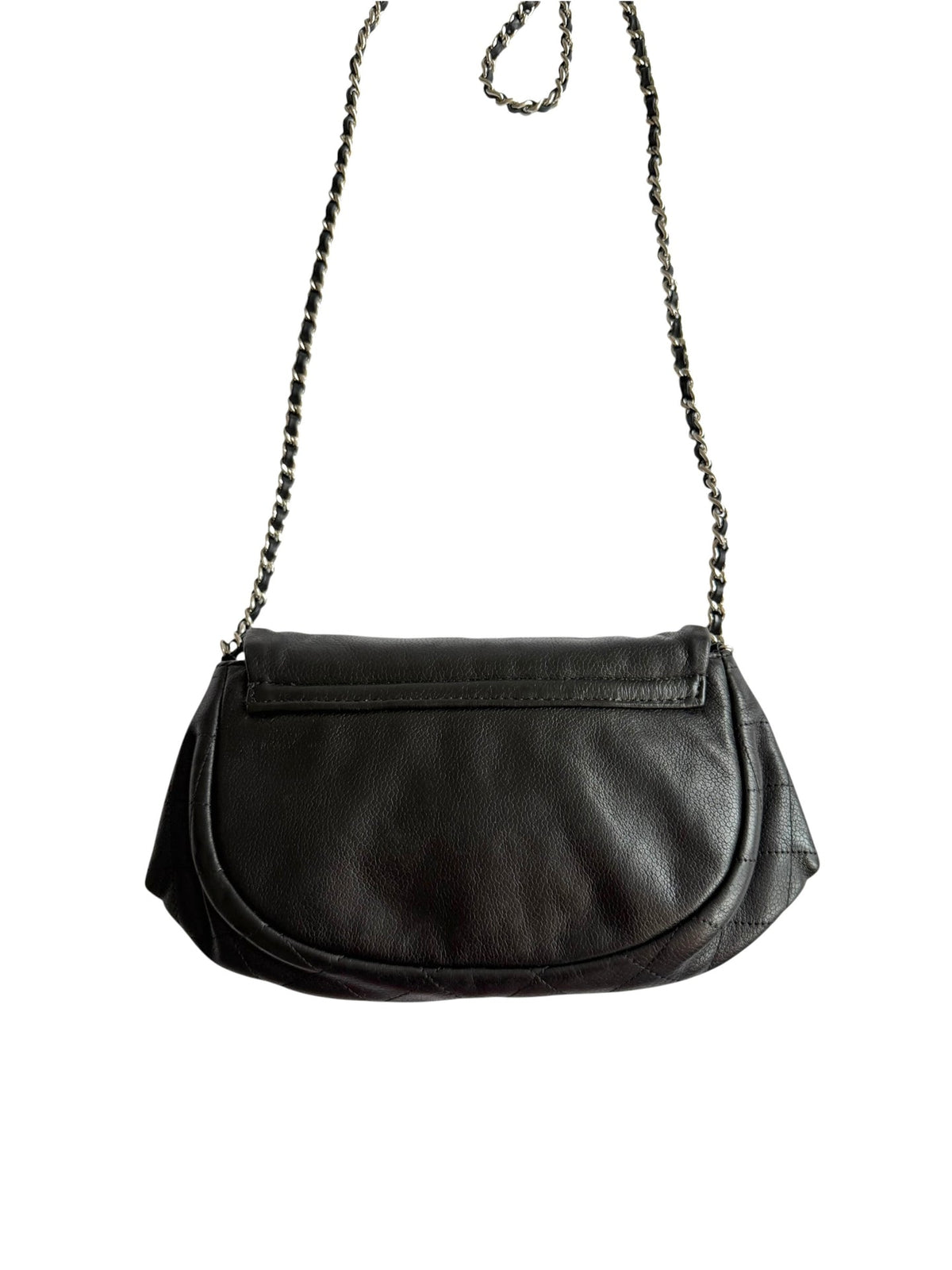 Chanel black CC caviar half moon wallet on chain bag