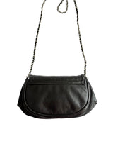 Chanel black CC caviar half moon wallet on chain bag