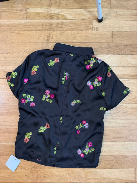 Black tang style top with floral details tuv #125678