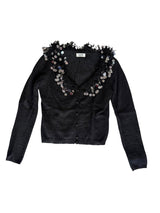 Moschino black wool cardigan with silver pailletes