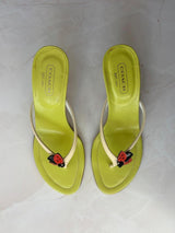 Coach US 9 Rare Ladybug Green Leather Thong Sandal