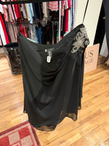 Black chiffon one shoulder dress with beaded shoulder